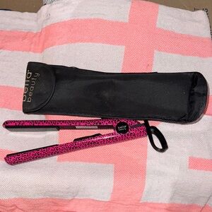 Pink and Black Hair Straightener with Heat-Resistant Case